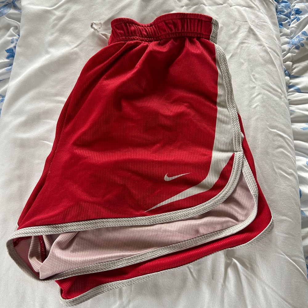 Red Nike workout shorts